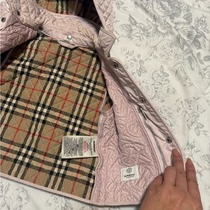 Burberry Light Pink Quilted Jacket with Check Lining